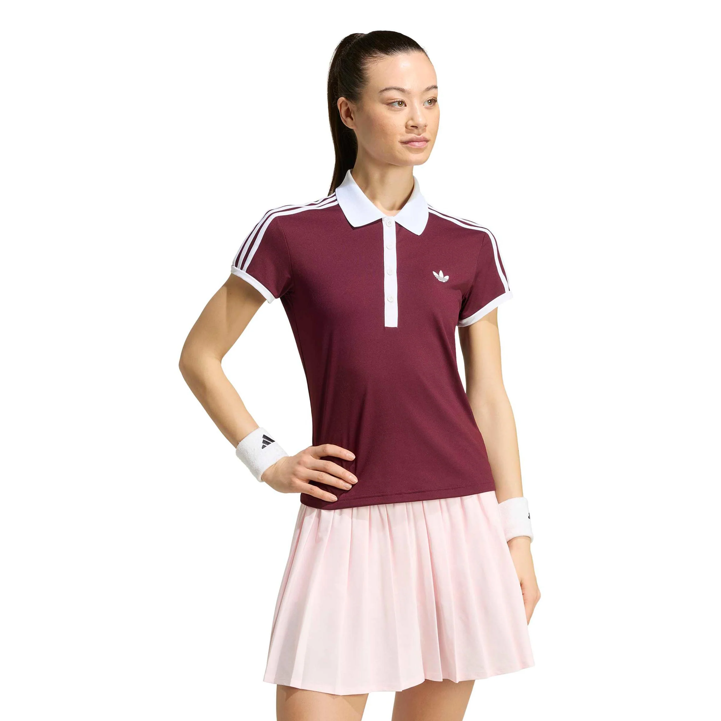 Classics Polo Dames - wijnrood, wit