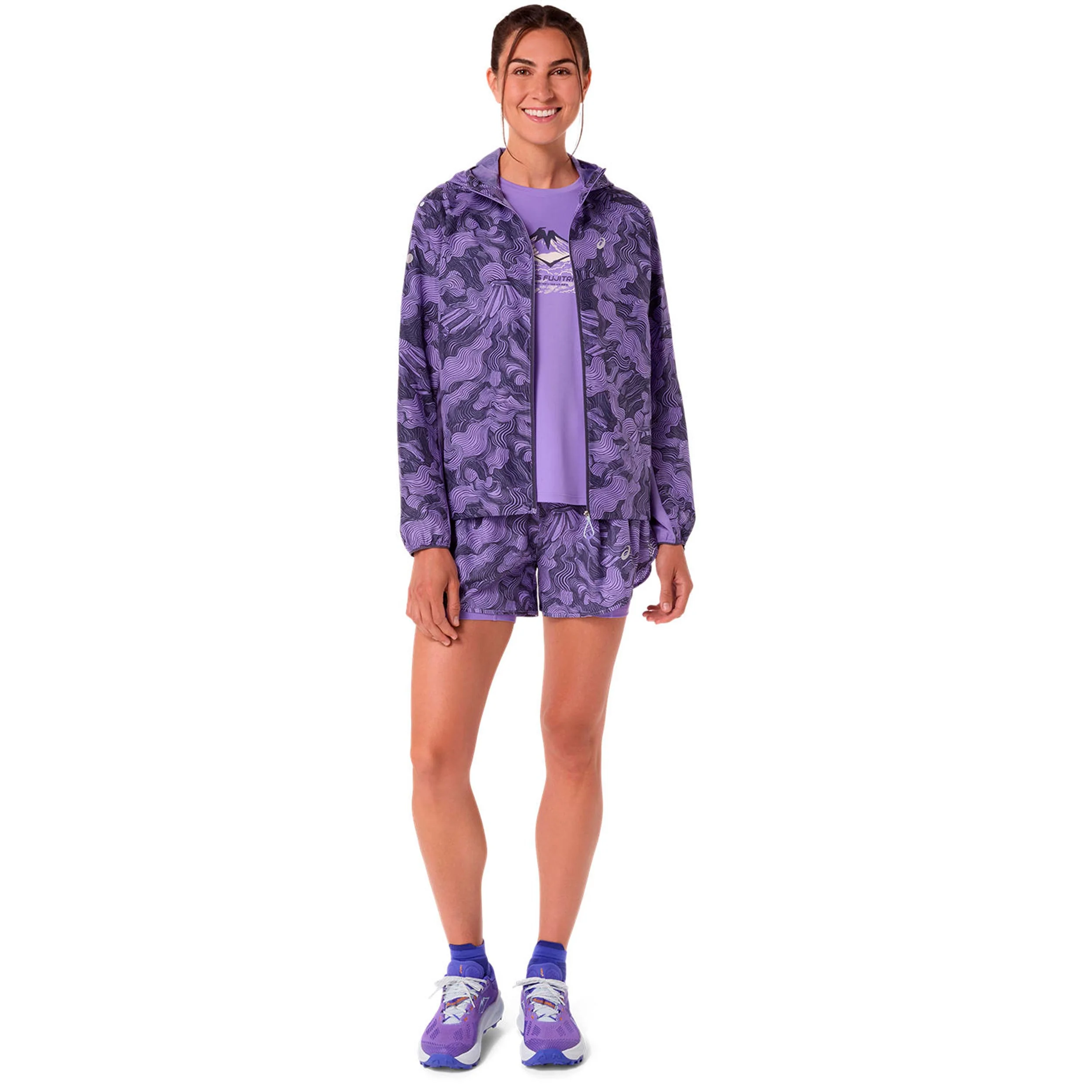 Road AOP 2in1 3.5in Hardloopshorts Dames-paars - Image 2
