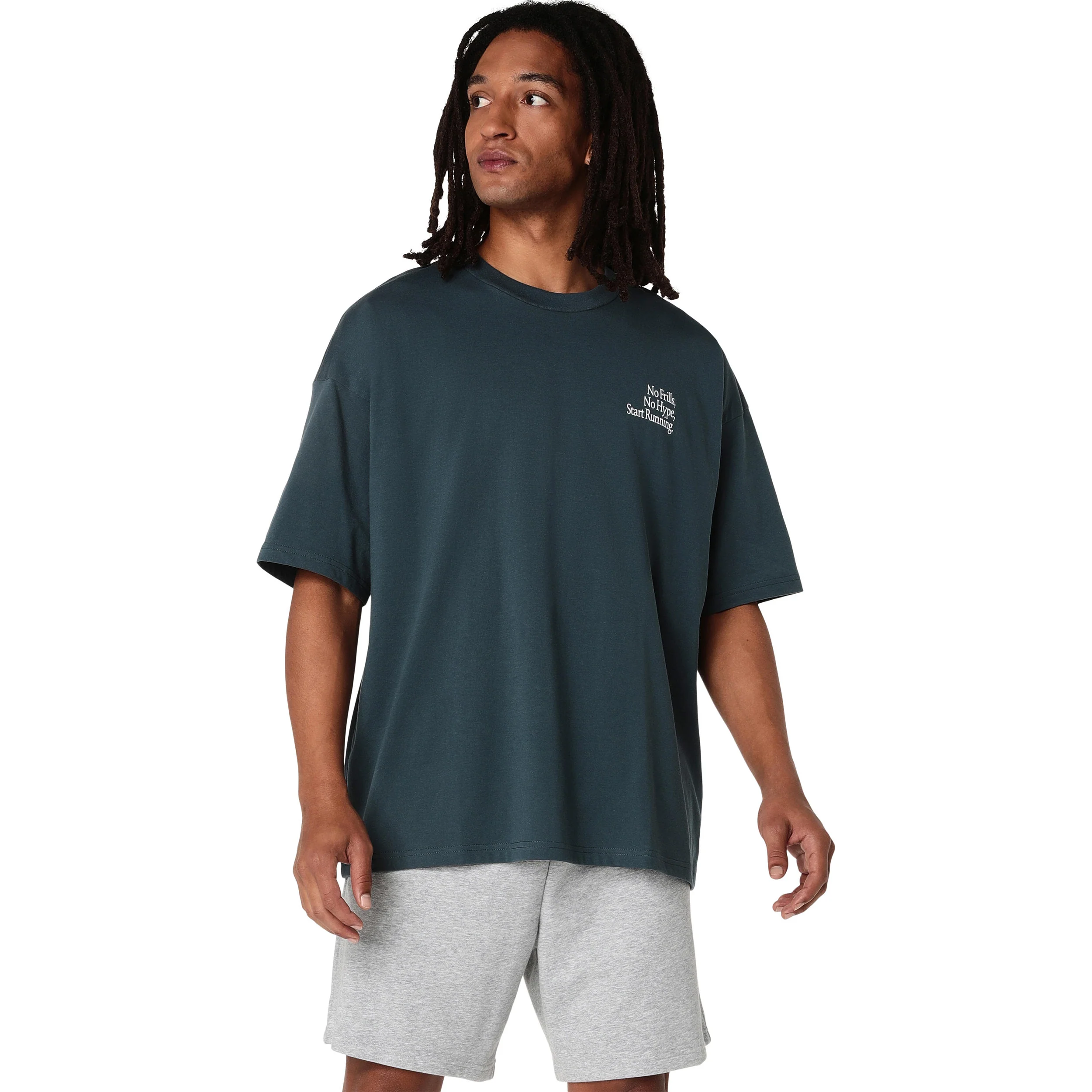 Runner Message Graphic Relaxed Hardloopshirt Heren - blauwgrijs