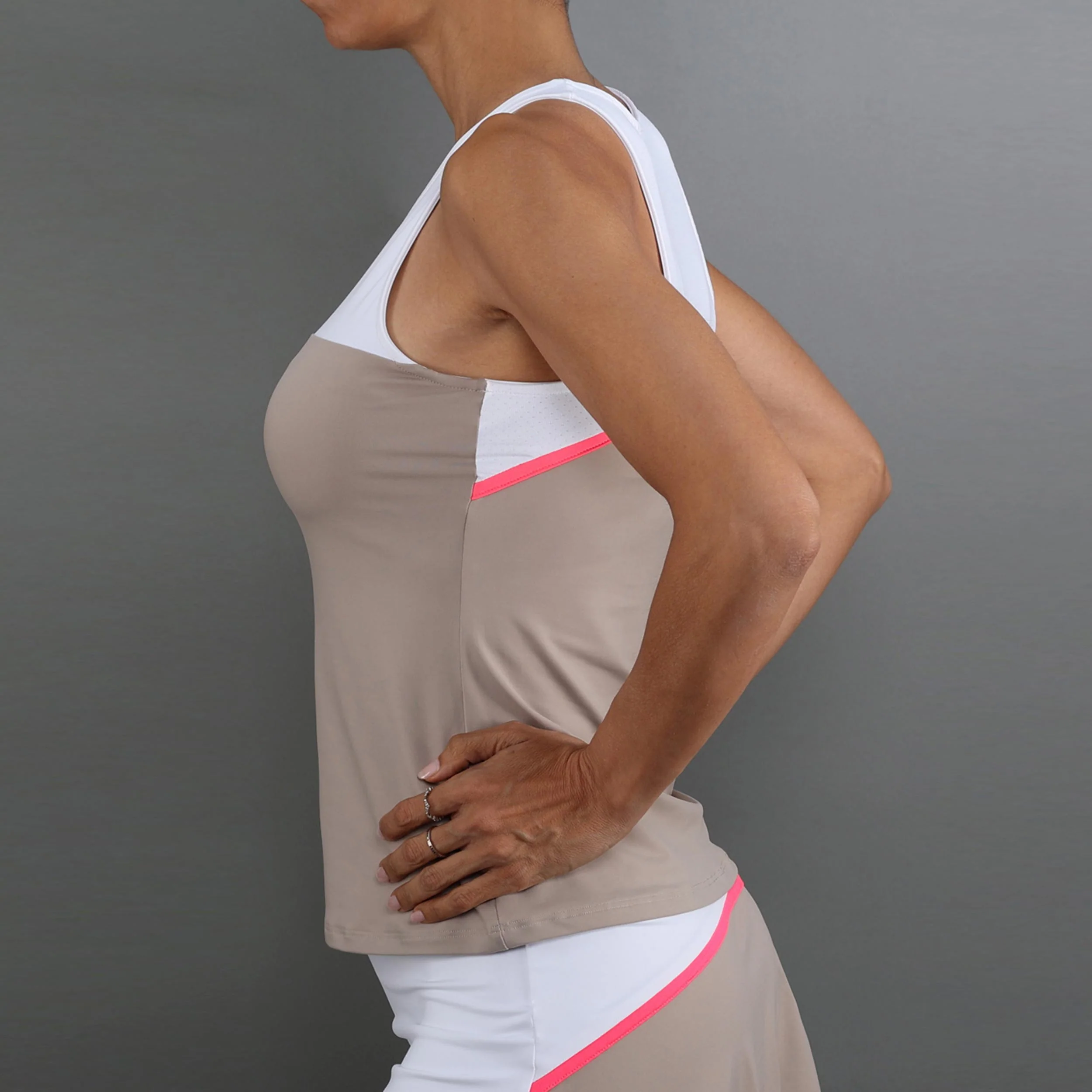 Bloom Tanktop Dames-beige, wit - Image 3
