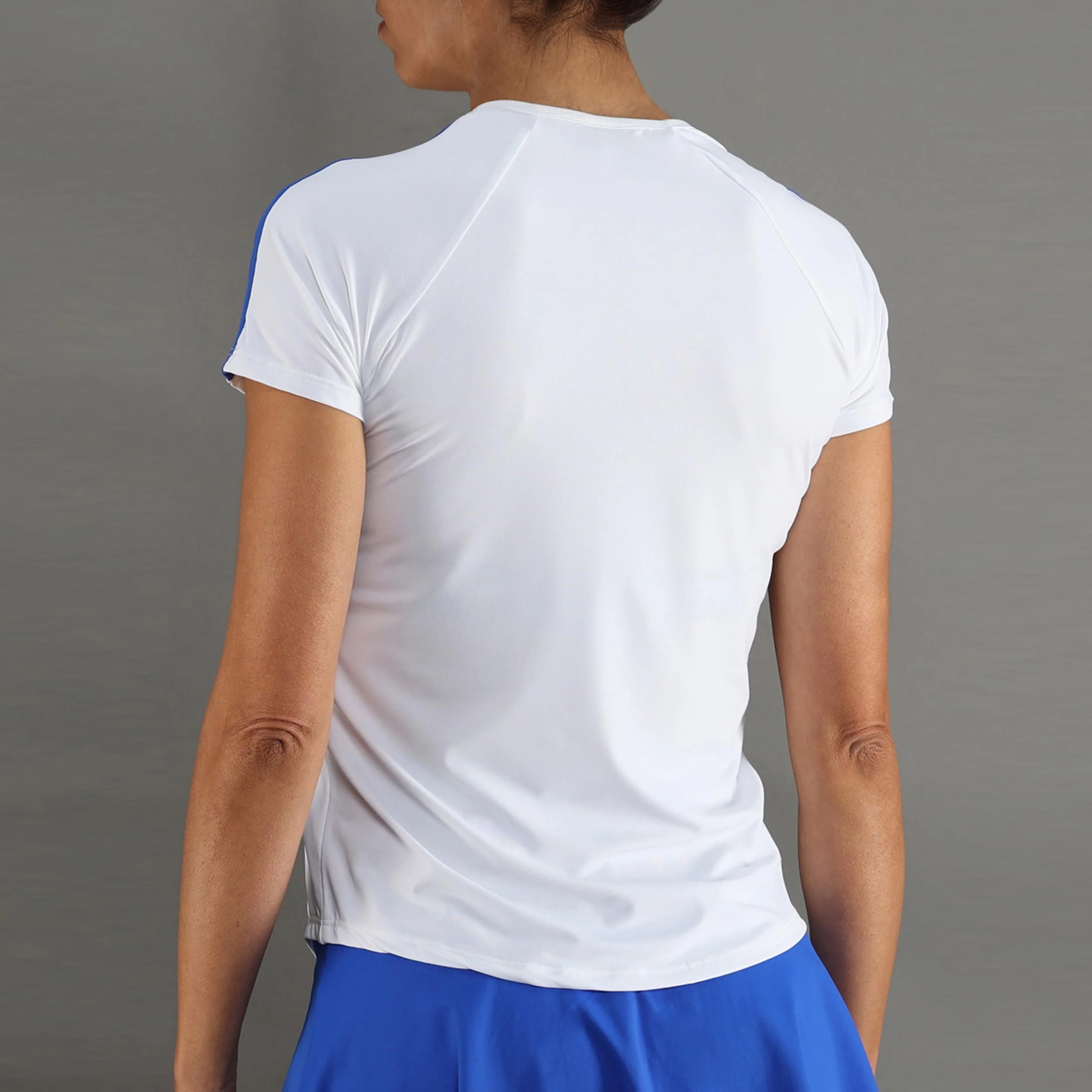 T-shirt Dames-wit, blauw - Image 7