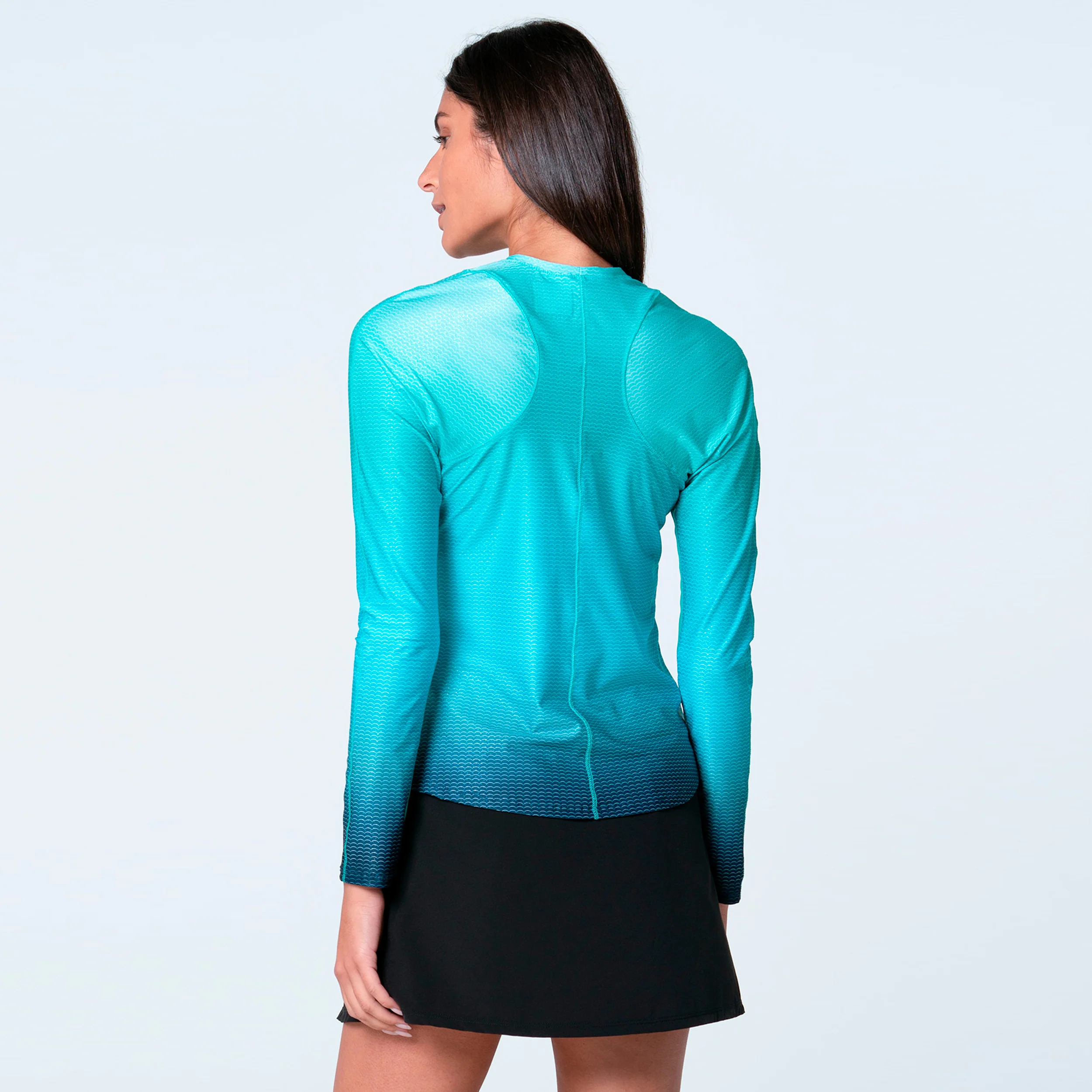 Linen  Nouveau Intuition Longsleeve Dames - turkoois, donkerblauw - Image 2