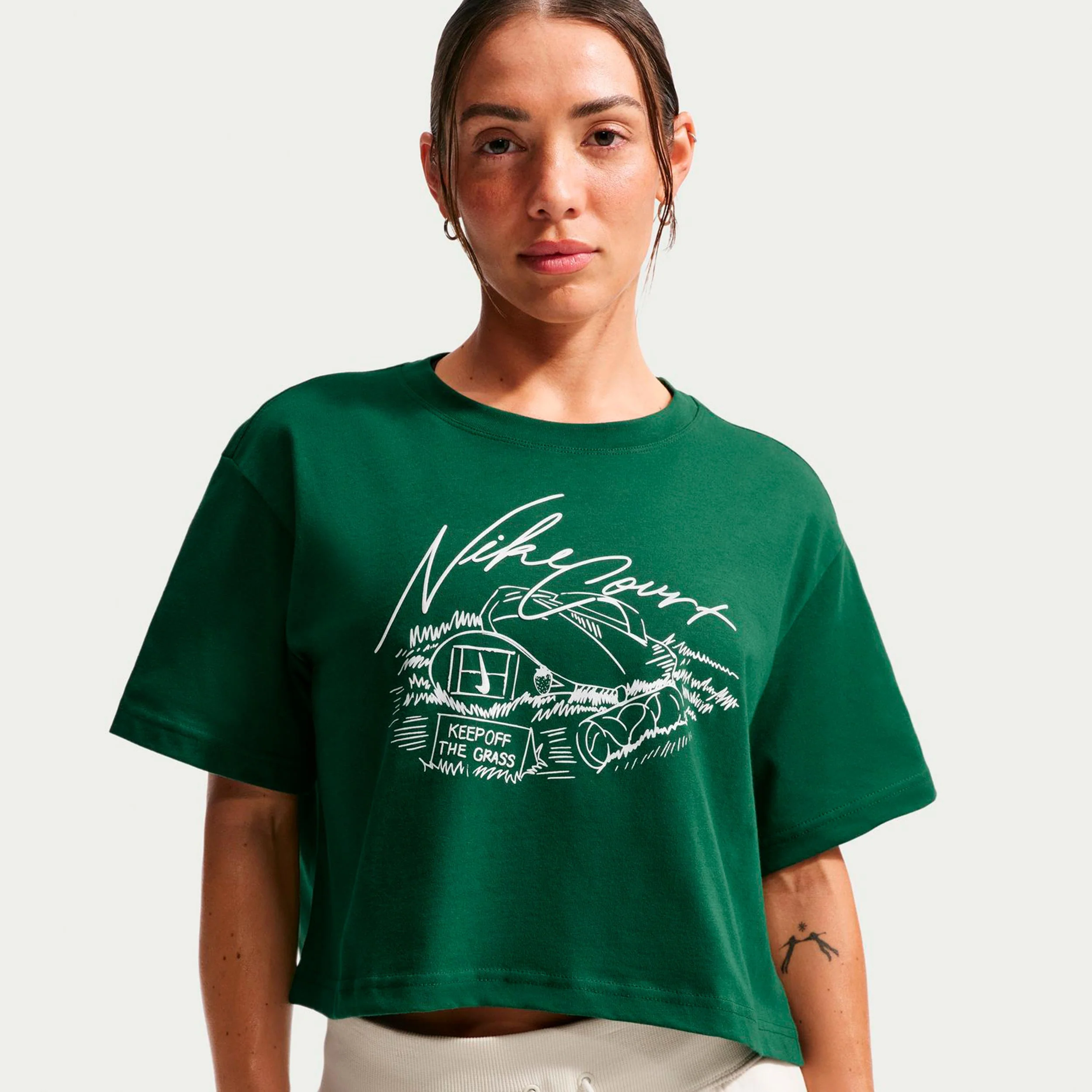 Slam Crop T-shirt Dames - donkergroen