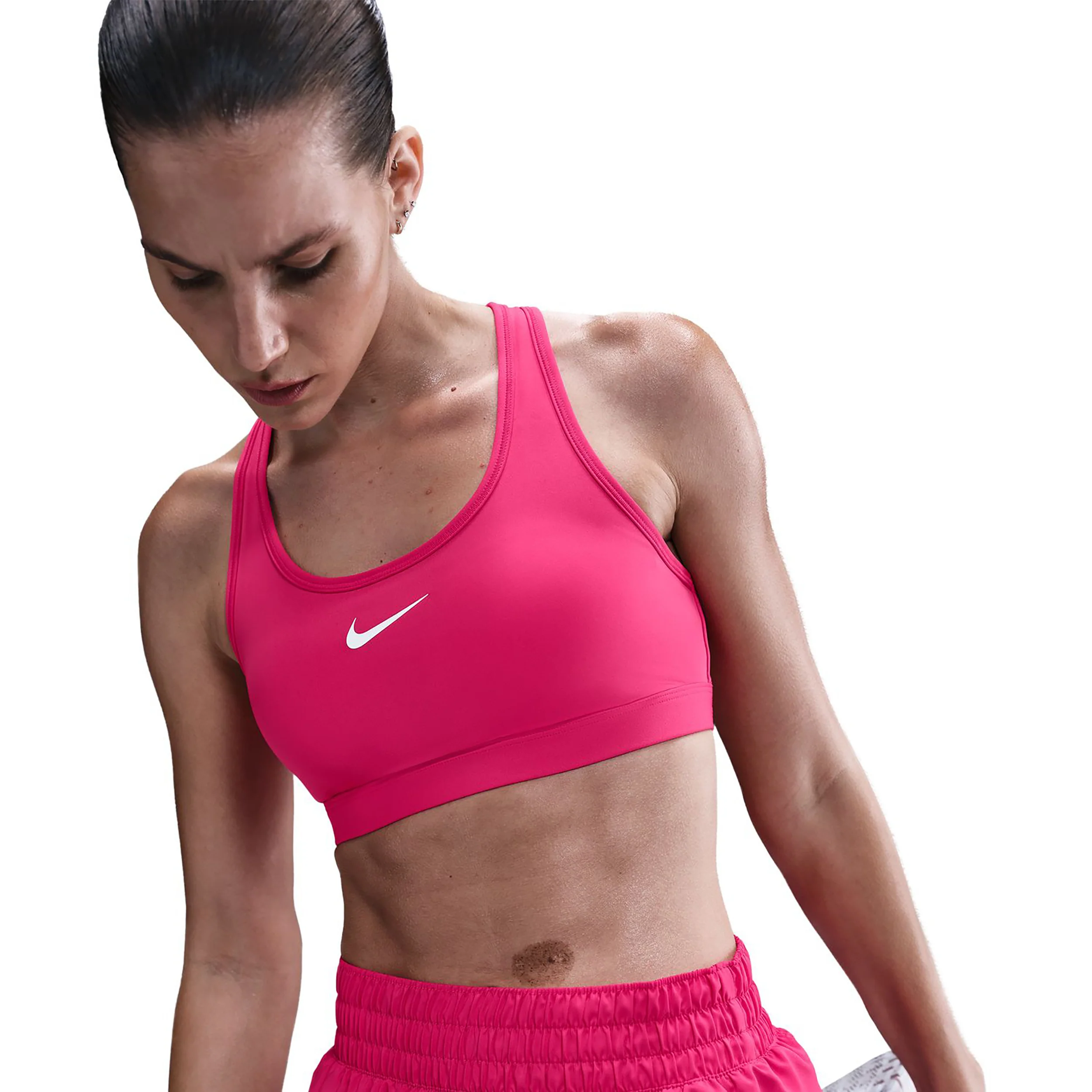 Swoosh Medium Sport-bh Dames - berry, wit