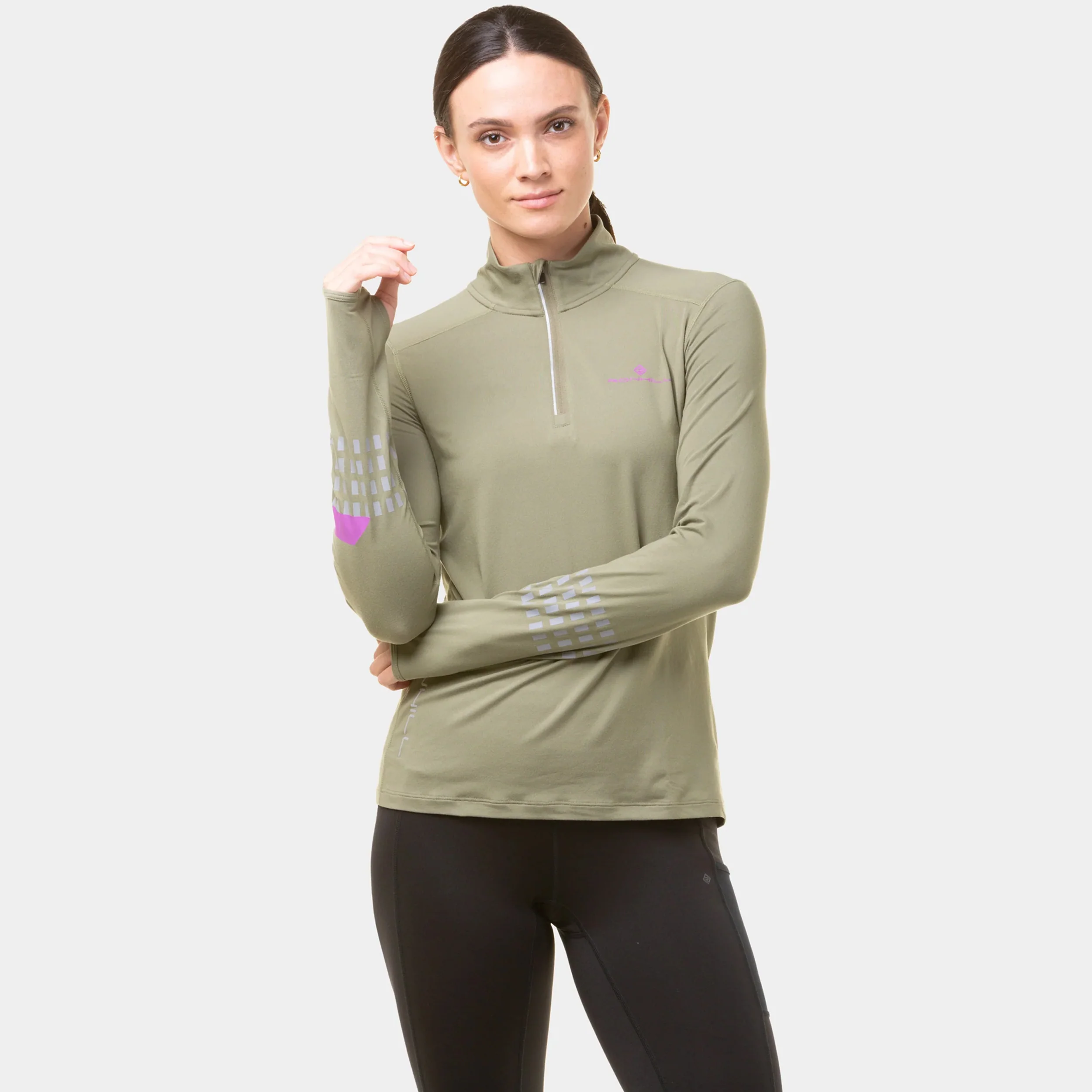 Tech Afterhours 1/2 Zip Hardloopshirt Dames-Olijf - Image 3