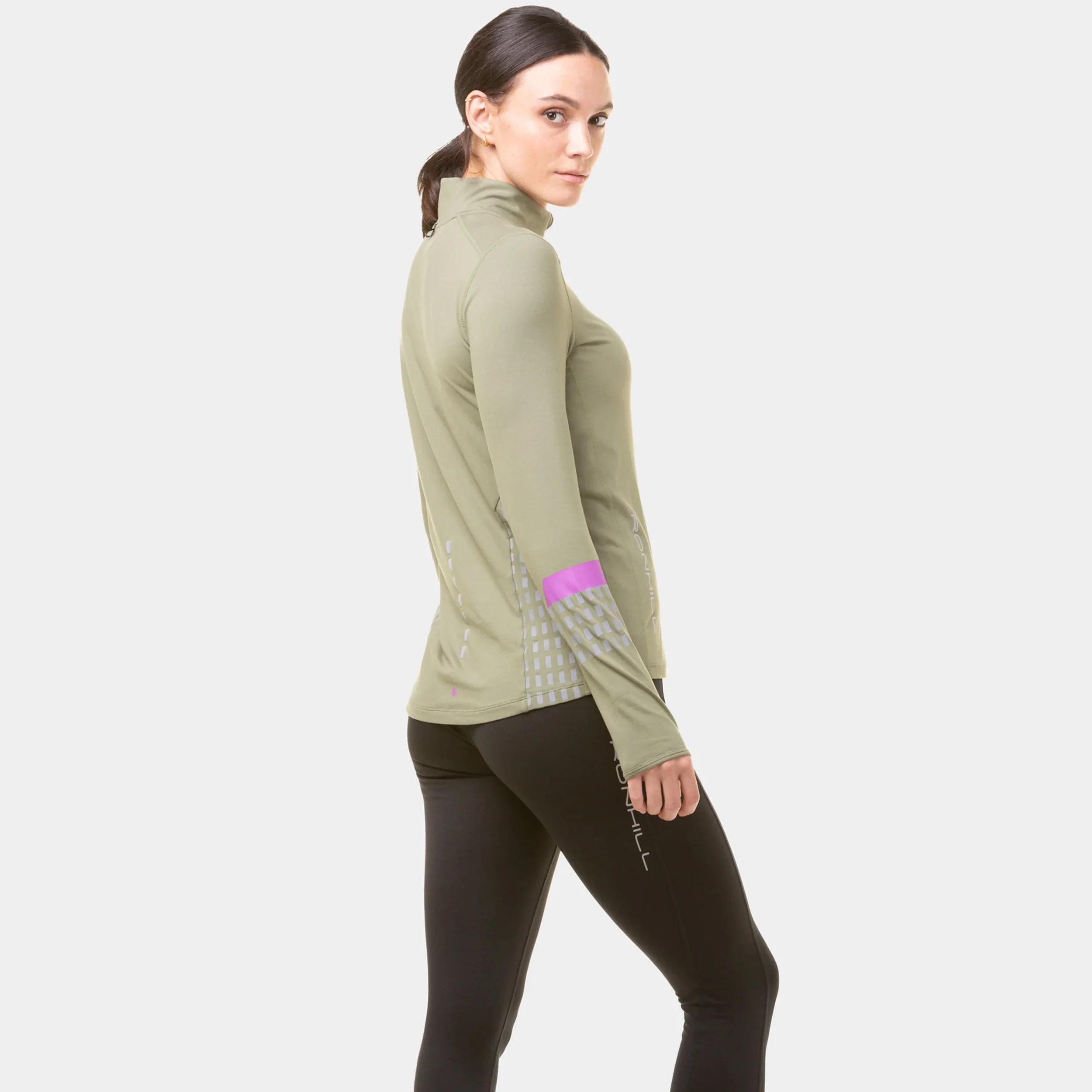 Tech Afterhours 1/2 Zip Hardloopshirt Dames-Olijf - Image 4