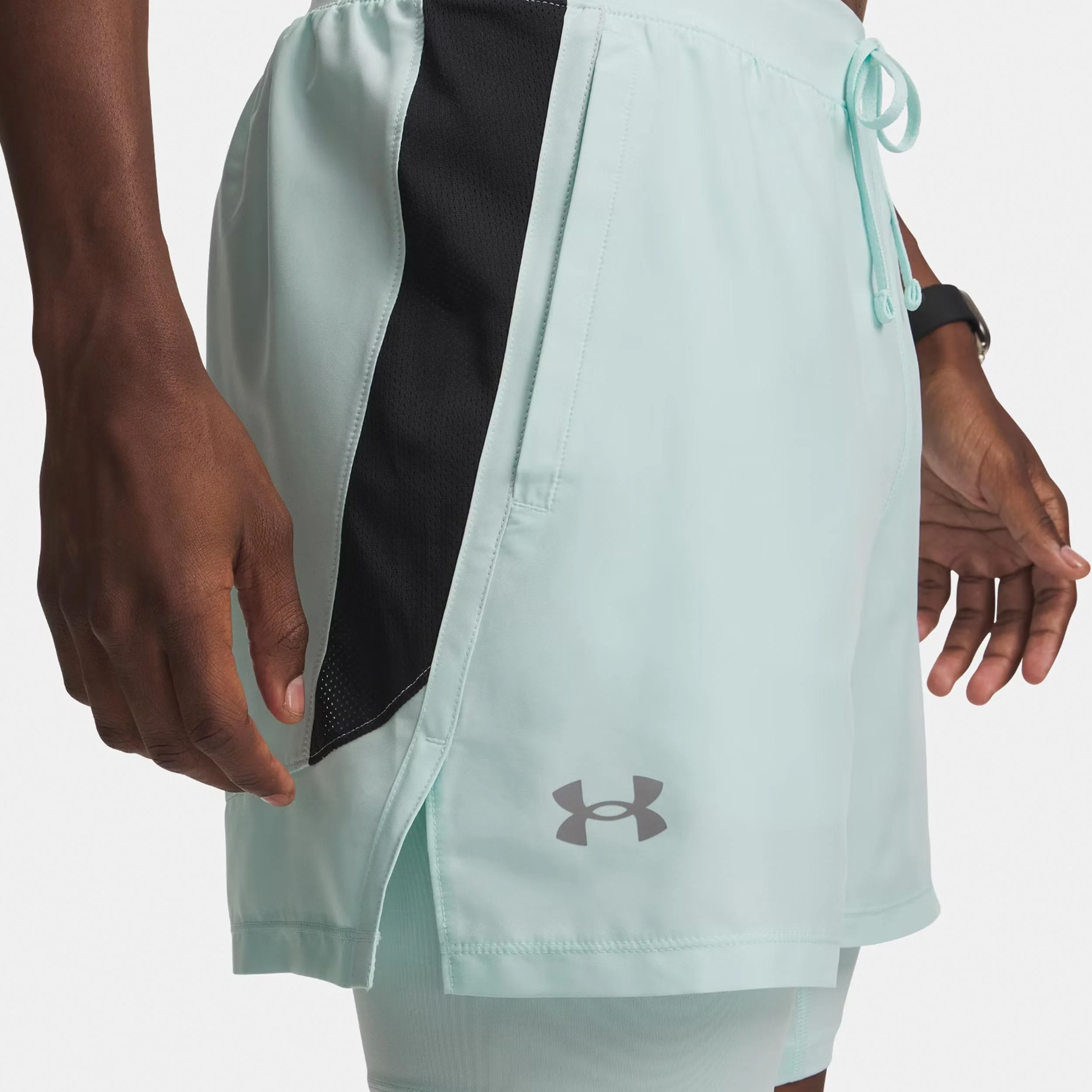 Launch 5in 2in1 Hardloopshorts Heren-mint, zwart - Image 4
